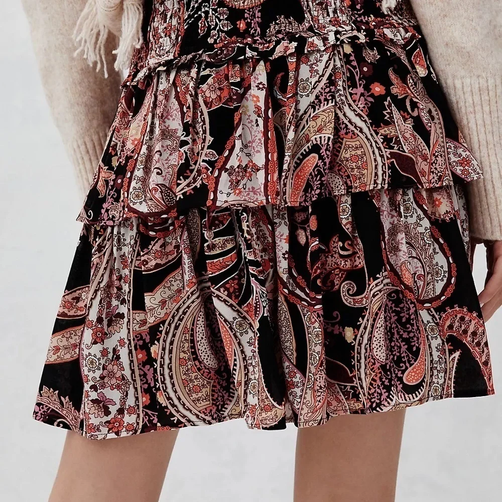 Anthropologie Myla Tiered Mini Skirt